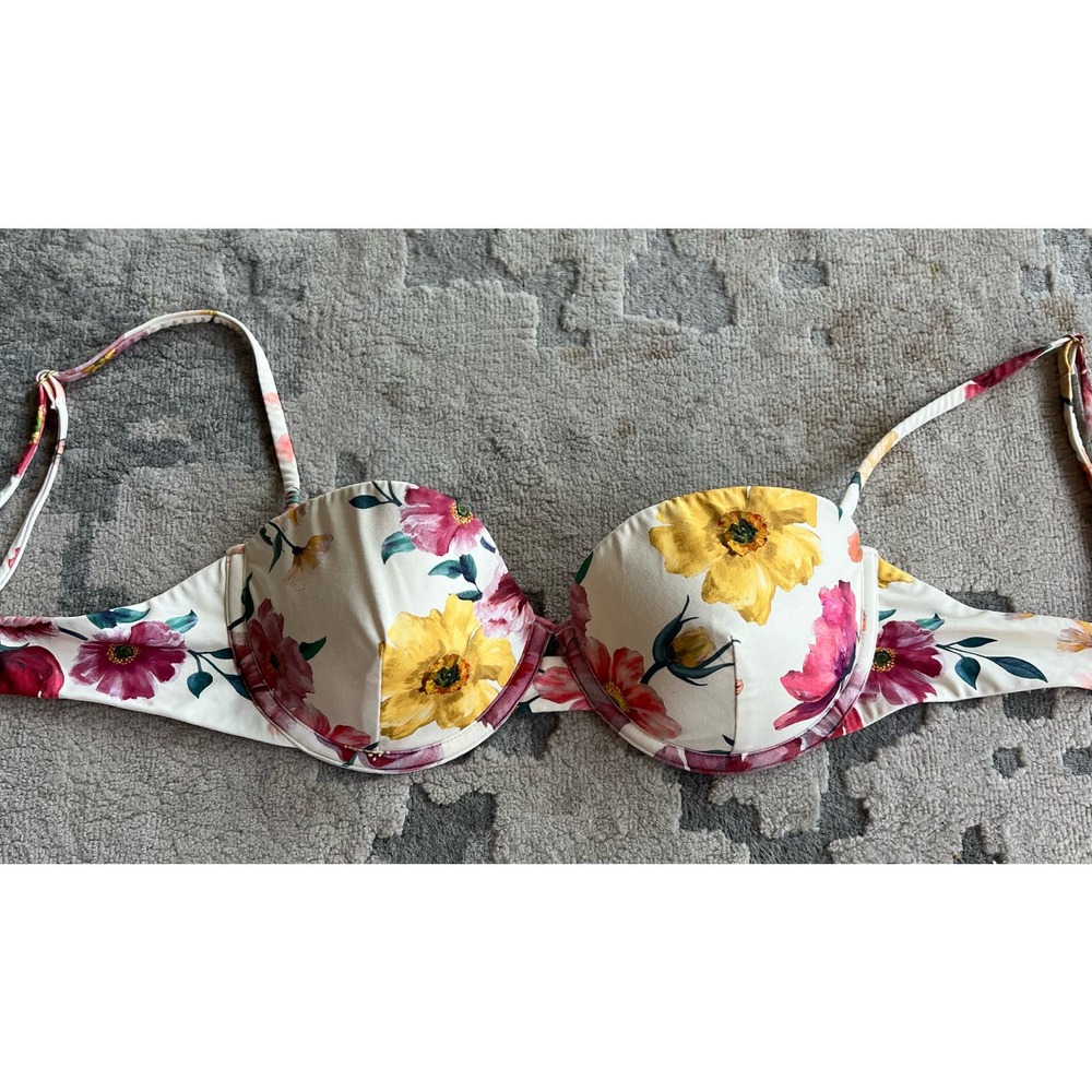 Onia Floral High Rise Bikini Top
